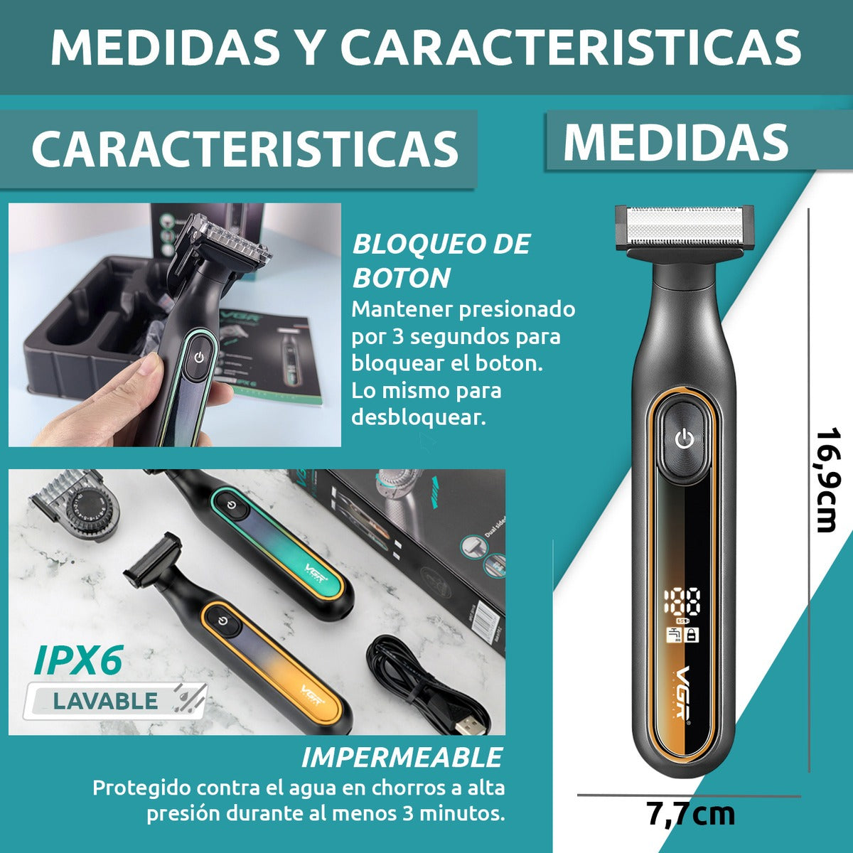 MAQUINA AFEITADORA RESISTENTE AL AGUA