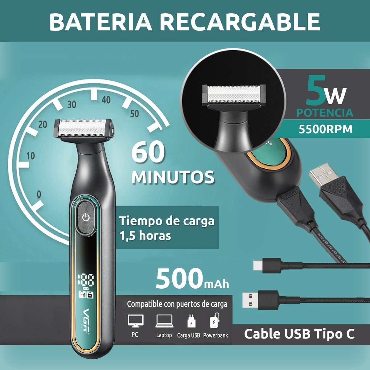 MAQUINA AFEITADORA RESISTENTE AL AGUA