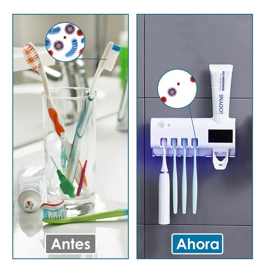 PORTA CEPILLO CON DISPENSADOR Y LUZ U/V