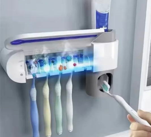 SOPORTE DE CEPILLOS CON DISPENSADOR Y LUZ U/V