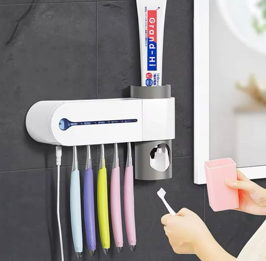 SOPORTE DE CEPILLOS CON DISPENSADOR Y LUZ U/V