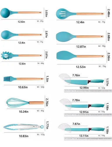 SET DE UTENSILIOS CON TABLA Y CUCHILLOS