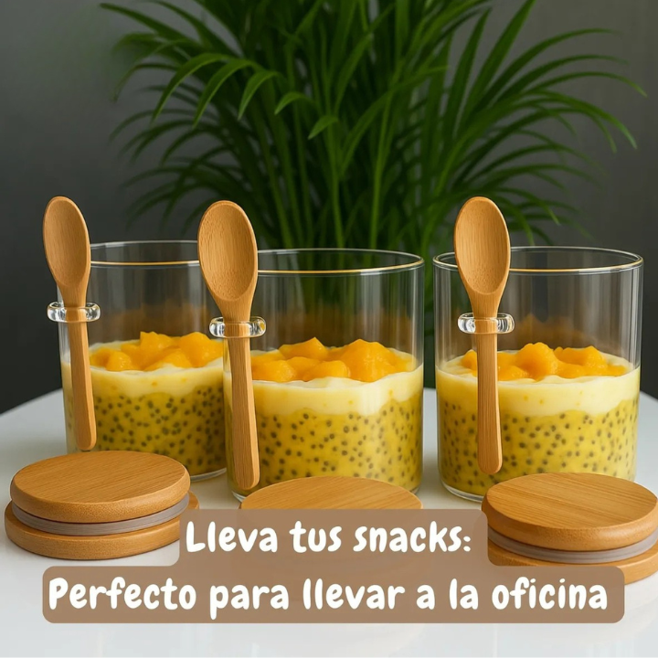 RECIPIENTE DE VIDRIO CON TAPA Y CUCHARA