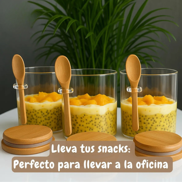 RECIPIENTE DE VIDRIO CON TAPA Y CUCHARA