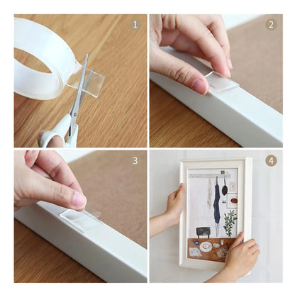 CINTA DOBLE FAZ TRANSPARENTE 3 METROS